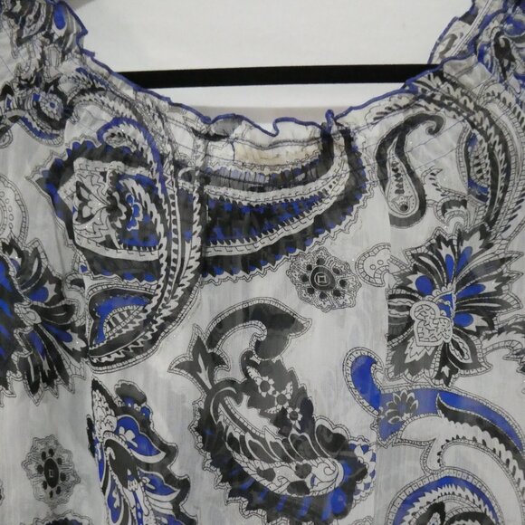 Y2K - LOVESTITCH | medium | Paisley Print Bohemian Blouse | Lace Up Neck - Picture 11 of 15